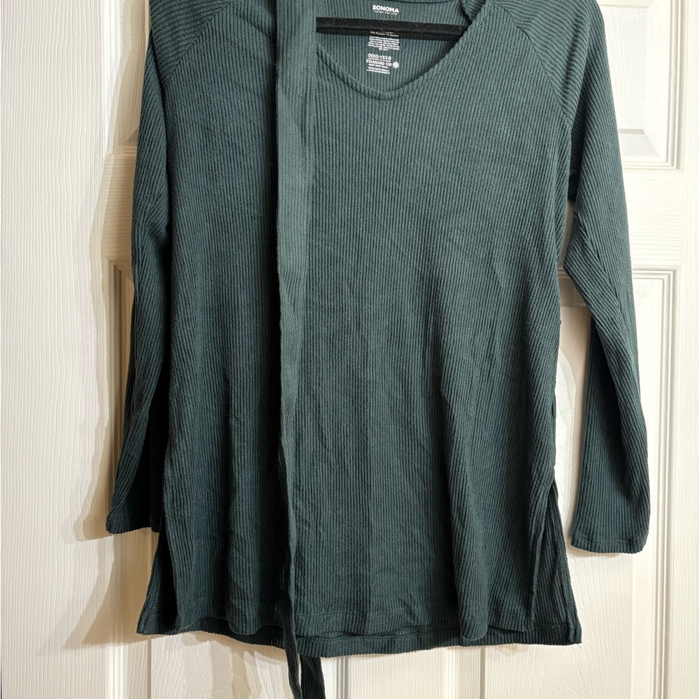 Sonoma Dark Green Ribbed Long Sleeve Blouse Maternity Small